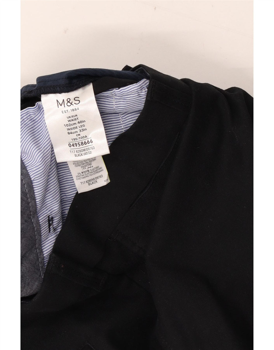 Pantaloni da abito dritti da uomo Marks & Spencer W40 L28 cotone nero