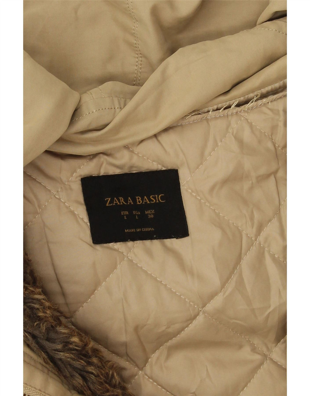Giacca Parka con cappuccio da donna Zara UK 16 grande Beige