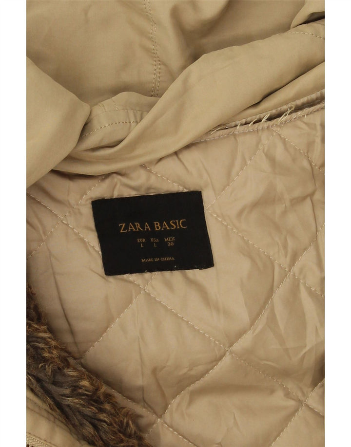 Giacca Parka con cappuccio da donna Zara UK 16 grande Beige