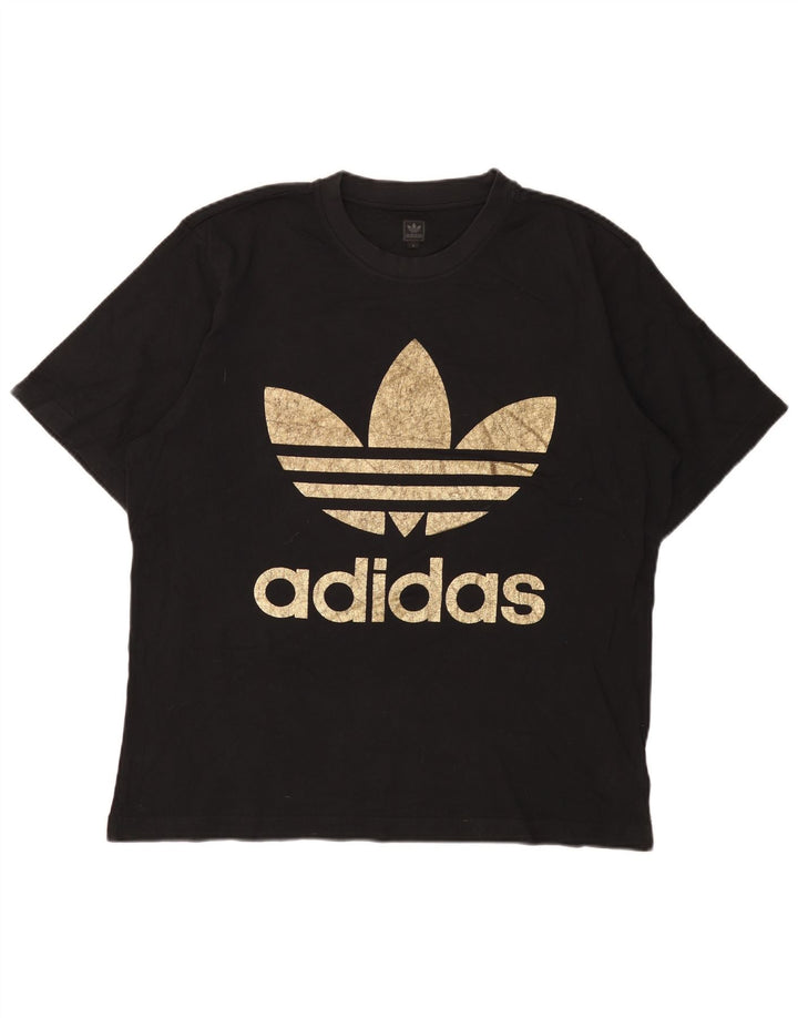 T-shirt grafica da uomo Adidas Top grande in cotone nero