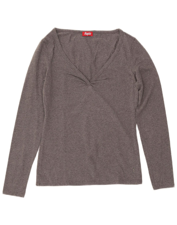 PLAYLIFE Top da donna a maniche lunghe UK 12 Cotone grigio medio