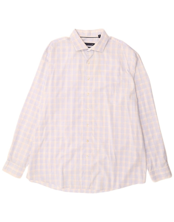 Camicia alta da uomo Tommy Hilfiger taglia 18 2XL cotone a quadri blu