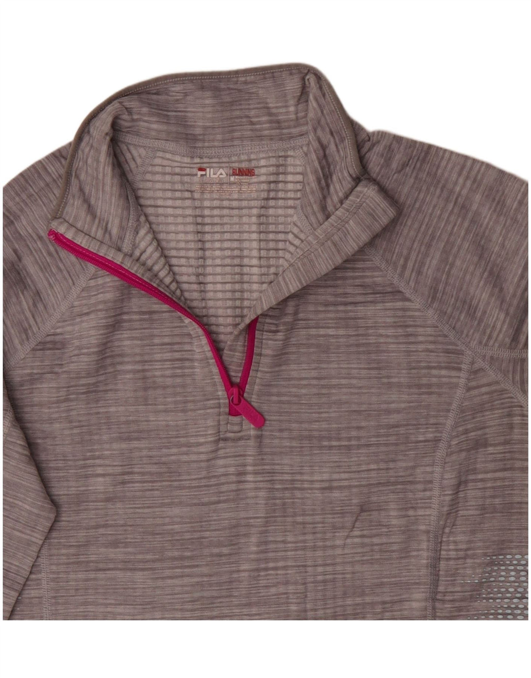 Maglia da ginnastica da donna Fila con zip e collo, UK 14, grigio medio chiazzato
