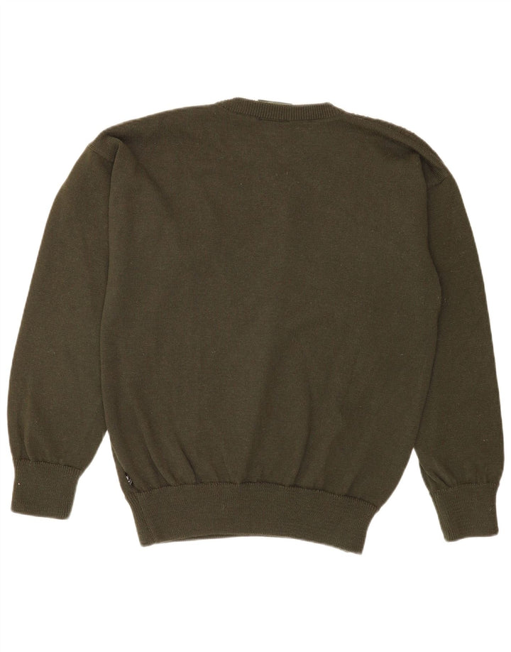 Maglione maglione girocollo da uomo Charles Dubourg in lana verde medio