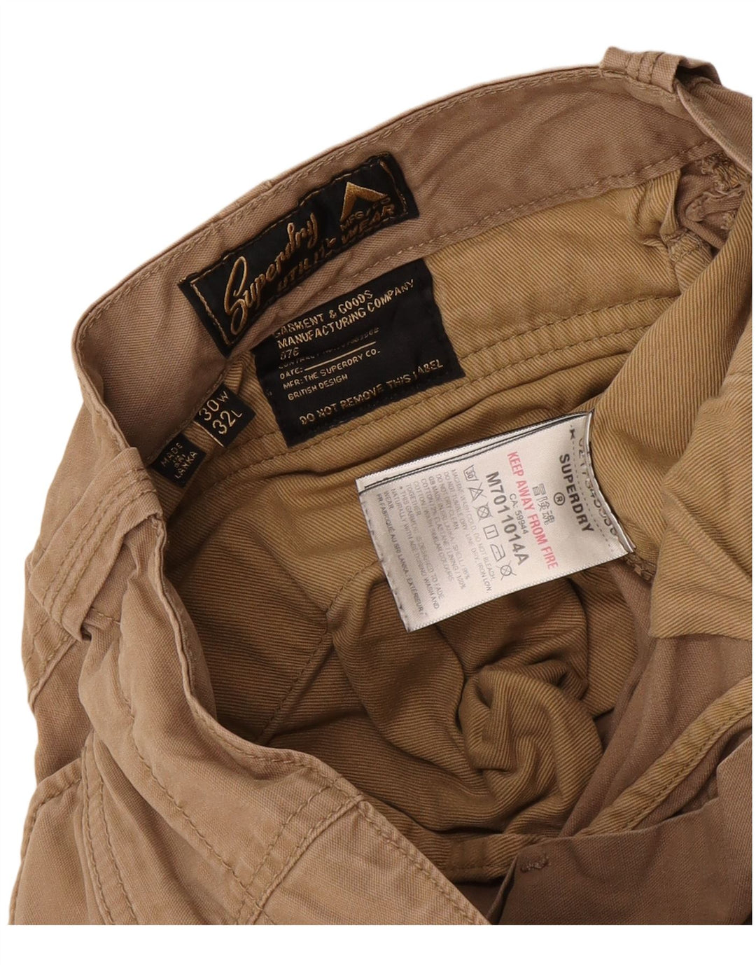 Pantaloni cargo slim da uomo Superdry W30 L32 in cotone beige
