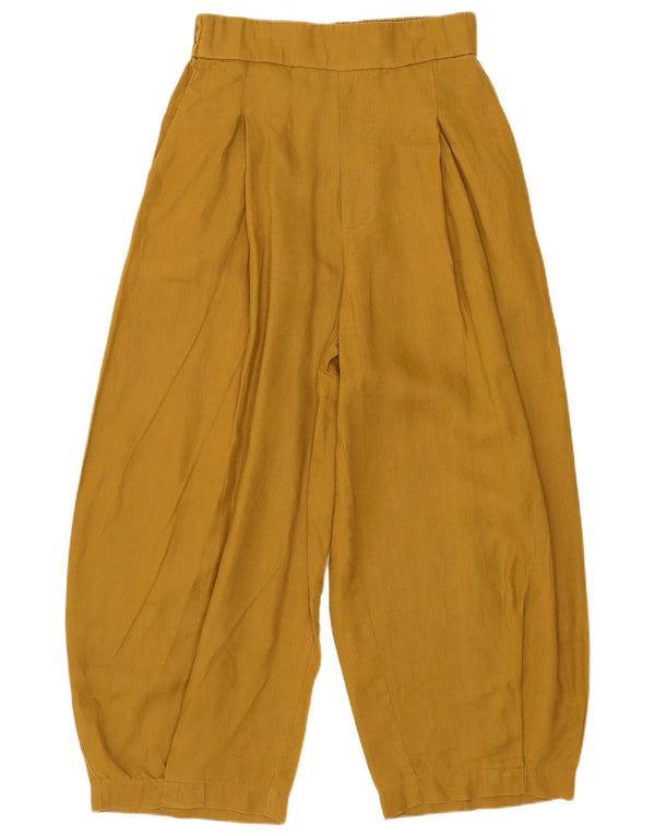 Pantaloni cropped da donna Benetton a gamba larga W28 L22 Lino giallo