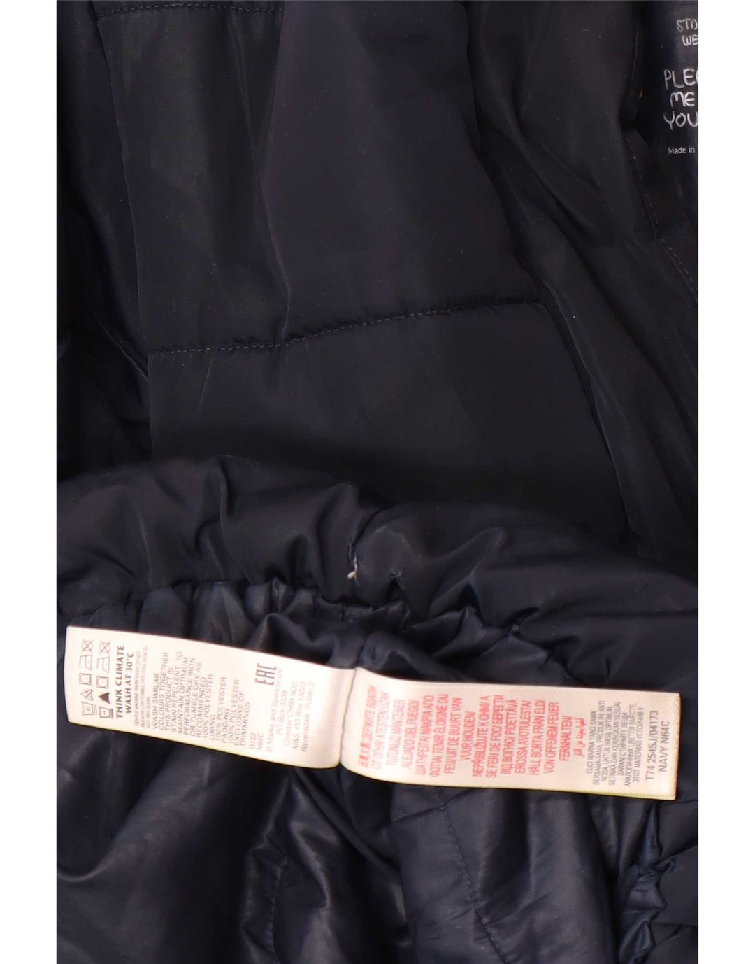 Cappotto imbottito con cappuccio Marks & Spencer per ragazze 11-12 anni in poliestere blu navy