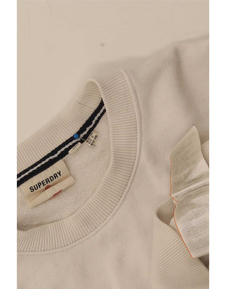Felpa oversize con grafica da donna Superdry, maglione UK 10 piccolo bianco