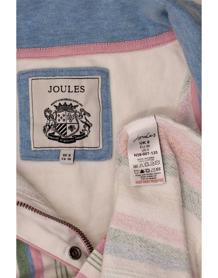 Joules Felpa da Donna con Zip Collo Maglione UK 8 Piccolo a Righe Multicolori