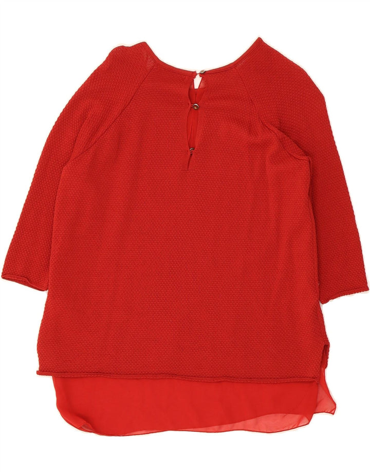 ZARA Womens 3/4 Sleeve Blouse Top UK 14 Medium Red Polyester Vintage Zara and Second-Hand Zara from Messina Hembry 