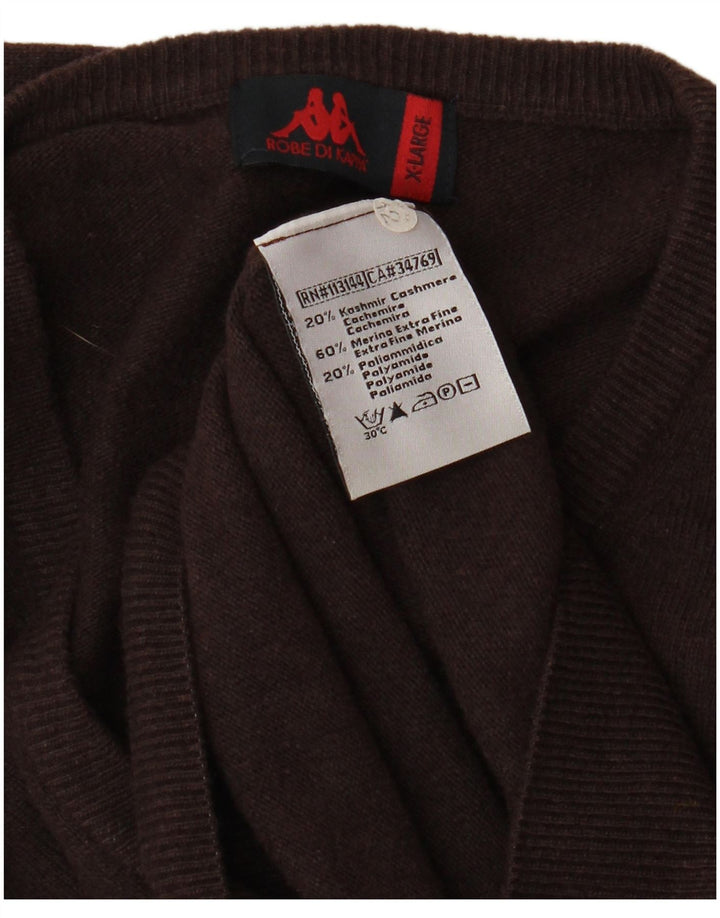 Maglione KAPPA da uomo con scollo a V XL in lana marrone
