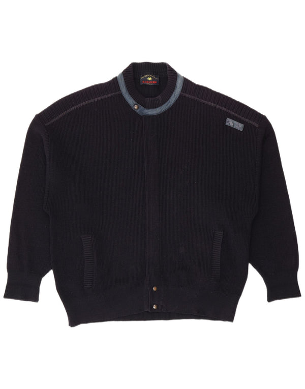 Il Granchio Mens Cardigan Sweater Large Navy Blue Wool