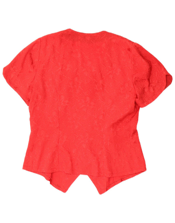 Camicetta camicia a maniche corte da donna vintage UK 14 grande rosso floreale