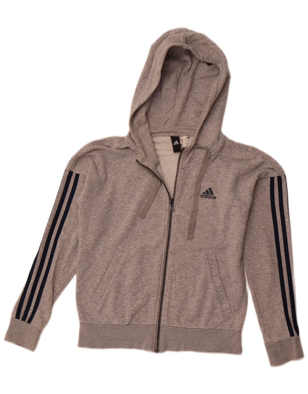 Maglione con cappuccio e zip oversize da donna Adidas UK 6 XS Cotone grigio