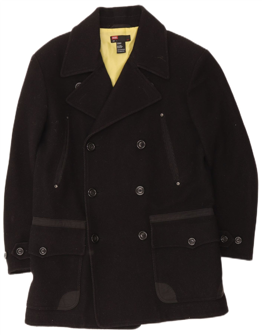 Cappotto doppiopetto da uomo Diesel UK 40 grande lana nera