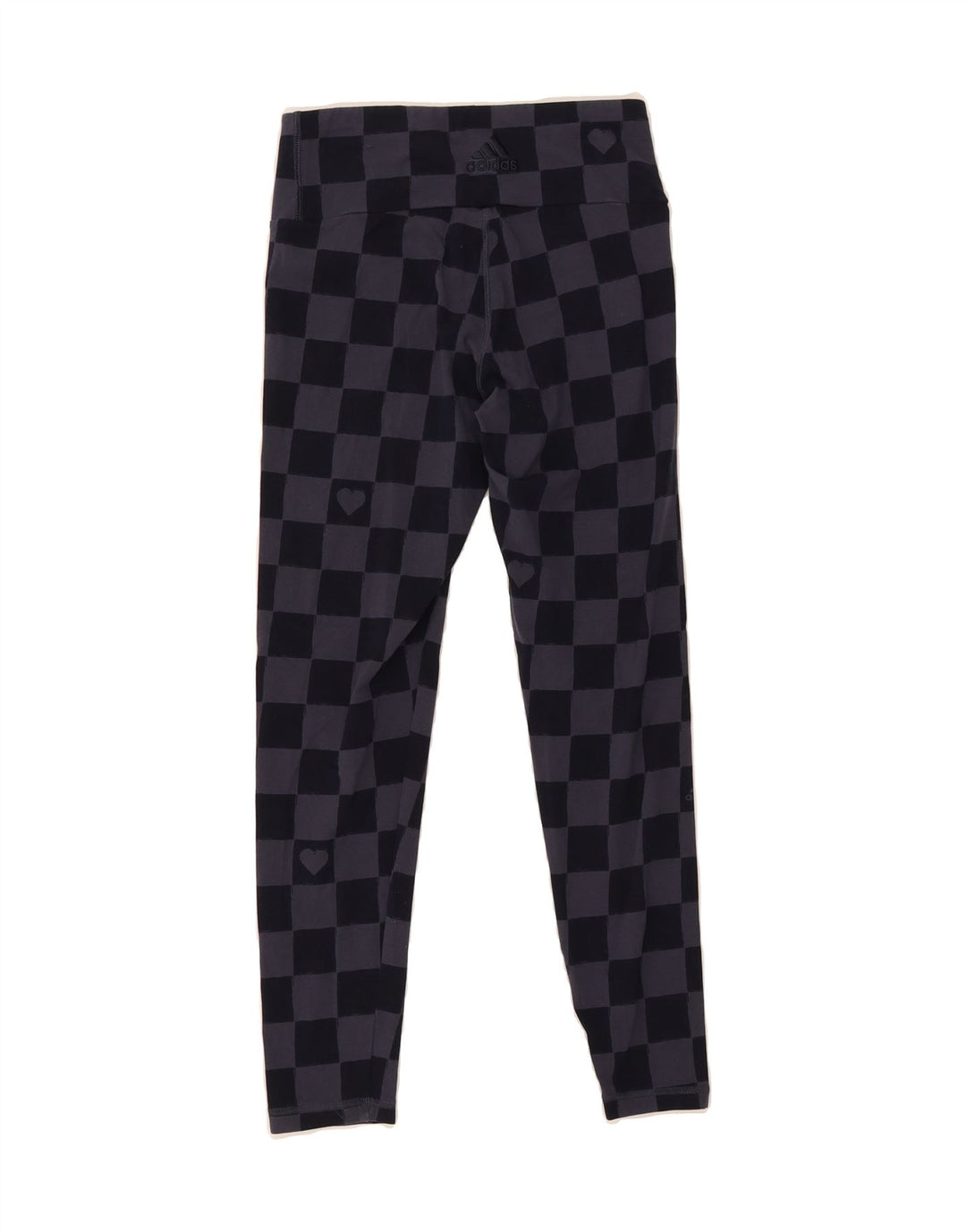 ADIDAS Womens Leggings UK 12/14 Medium  Navy Blue Check Cotton Vintage Adidas and Second-Hand Adidas from Messina Hembry 