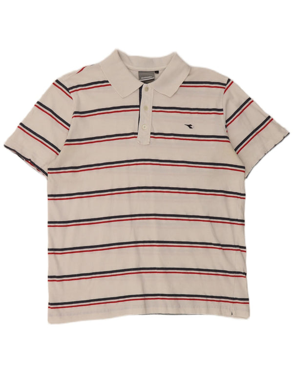 Polo Diadora Uomo Large in Cotone Rigato Bianco