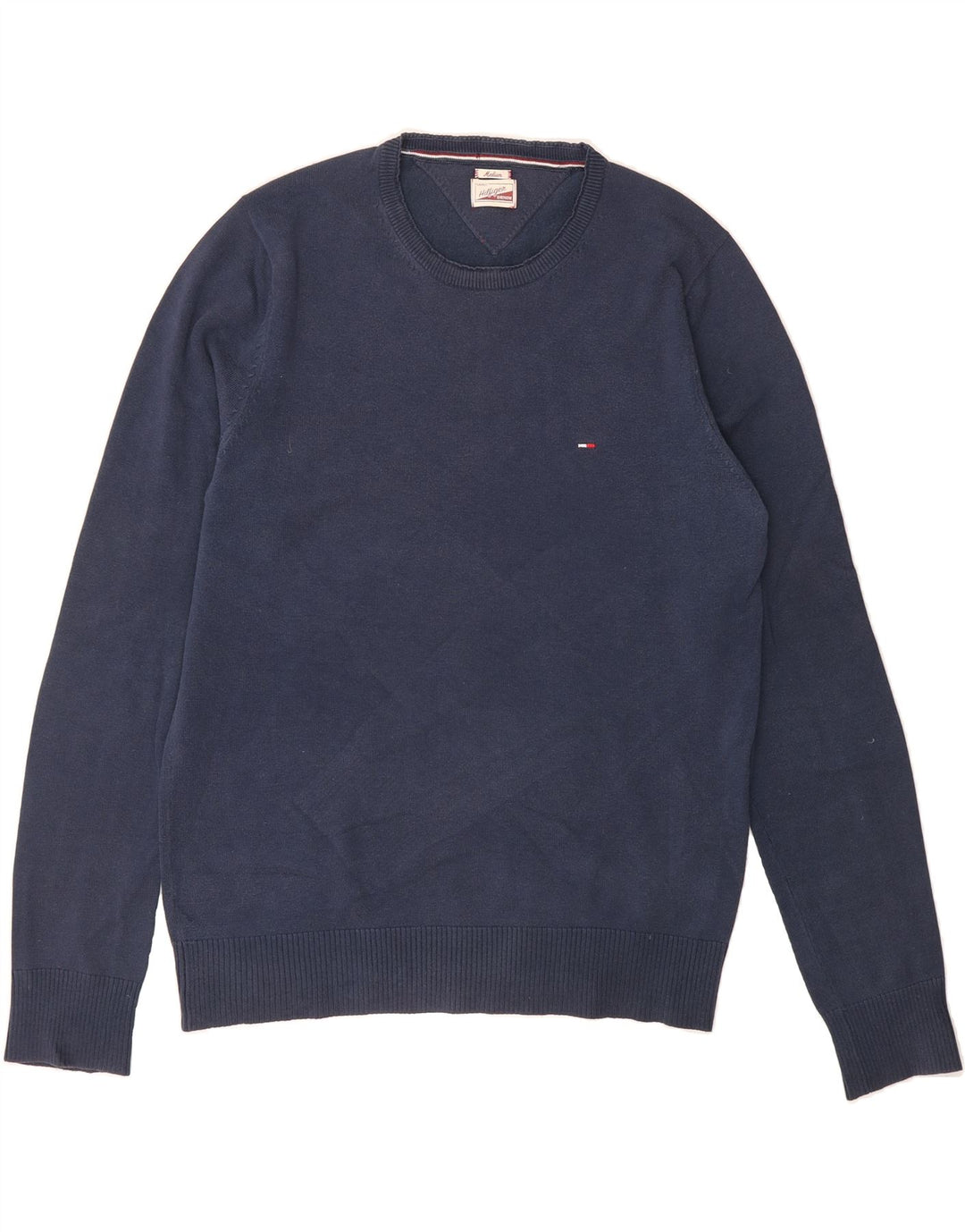 TOMMY HILFIGER Mens Classic Crew Neck Jumper Sweater Medium Navy Blue Vintage Tommy Hilfiger and Second-Hand Tommy Hilfiger from Messina Hembry 