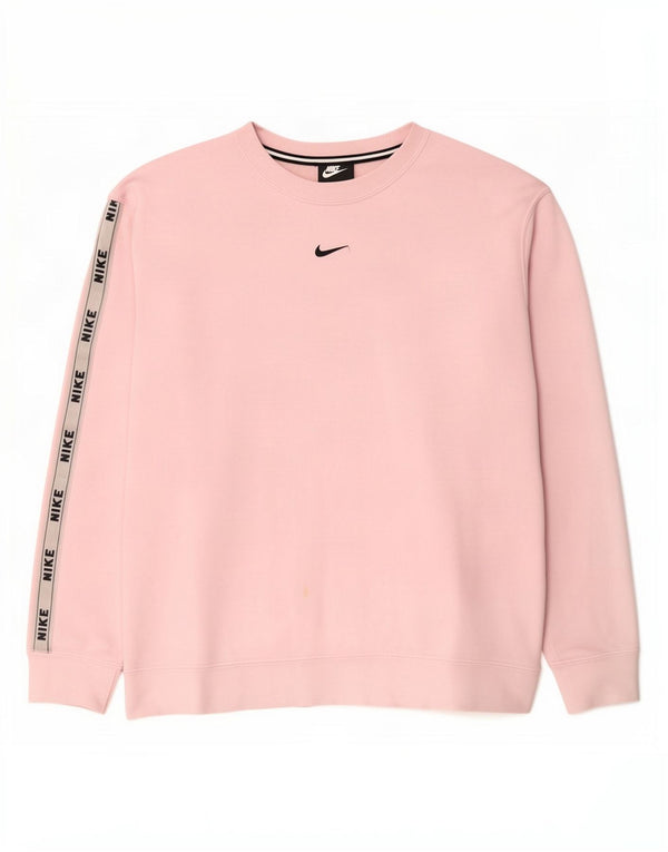 Felpa con grafica Nike da donna, maglione UK 14, cotone color block rosa medio