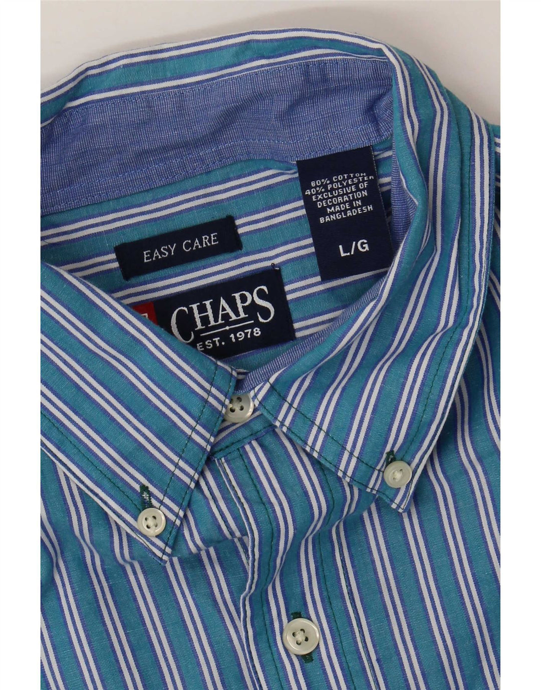 Camicia Uomo Chaps Large in cotone a righe blu