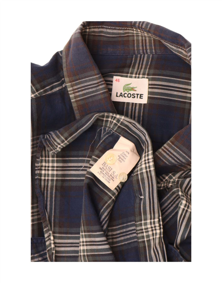 Camicia da uomo Lacoste taglia 46 2XL cotone a quadri blu navy