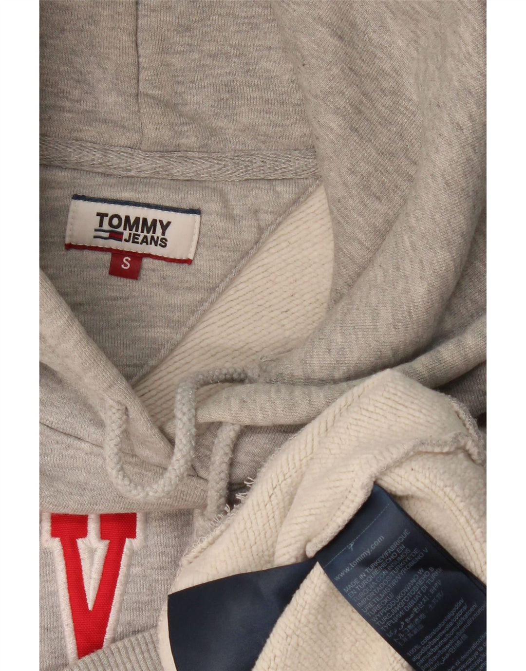TOMMY HILFIGER Maglione con cappuccio grafico da uomo piccolo in cotone grigio