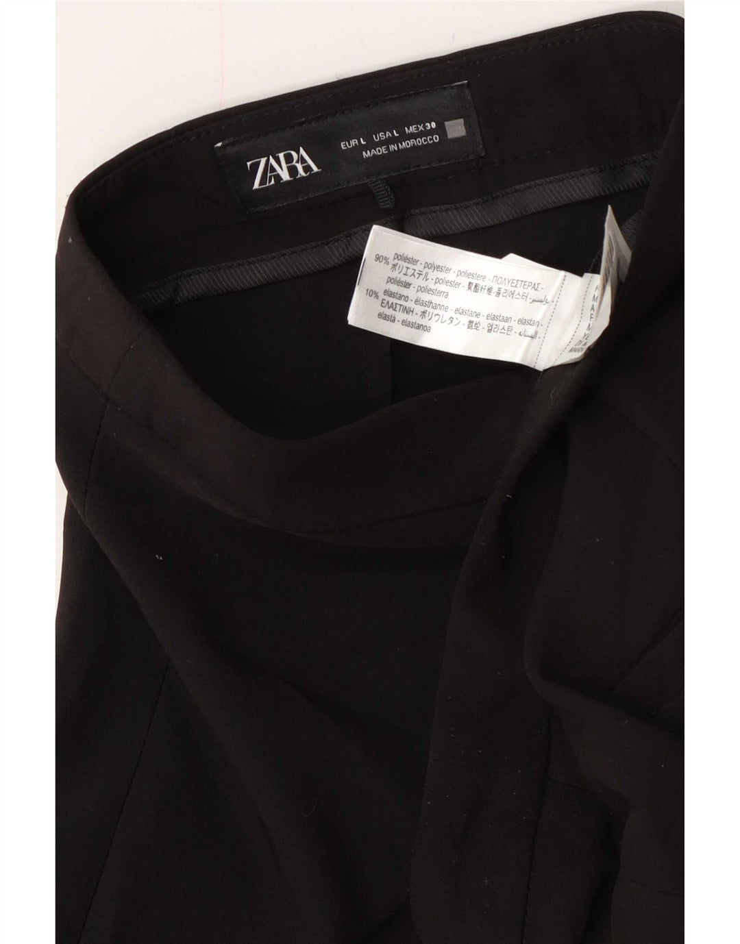 Pantaloni casual dritti da donna Zara grandi W30 L27 poliestere nero
