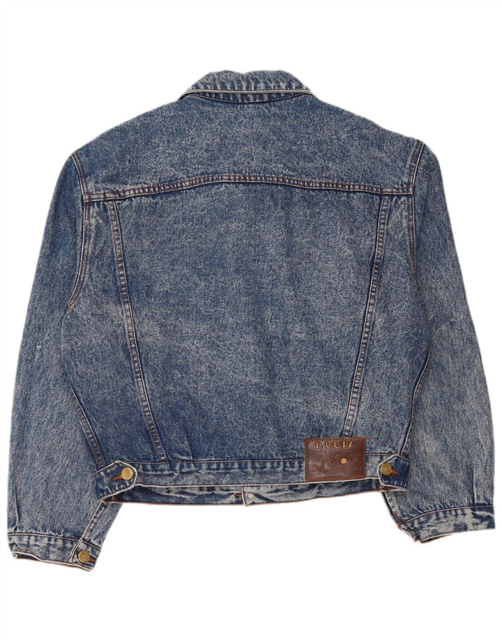 Giacca in denim grafico da uomo Lucia UK 36 piccolo cotone blu