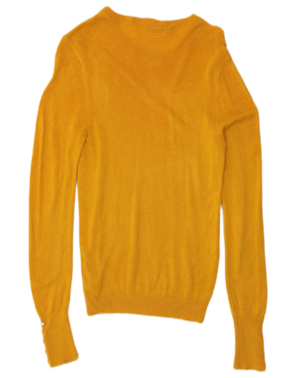 Zara Womens Boat Neck Jumper Sweater UK 8 Small Yellow Viscose