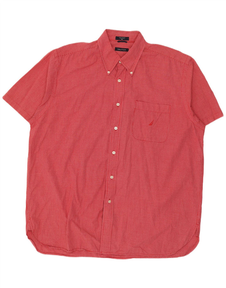 Camicia a maniche corte da uomo Nautica XL in cotone a quadri rossi