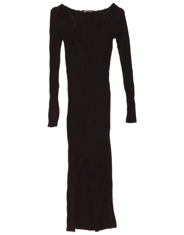 Vestito maxi aderente da donna Zara UK 8 piccolo in viscosa nera