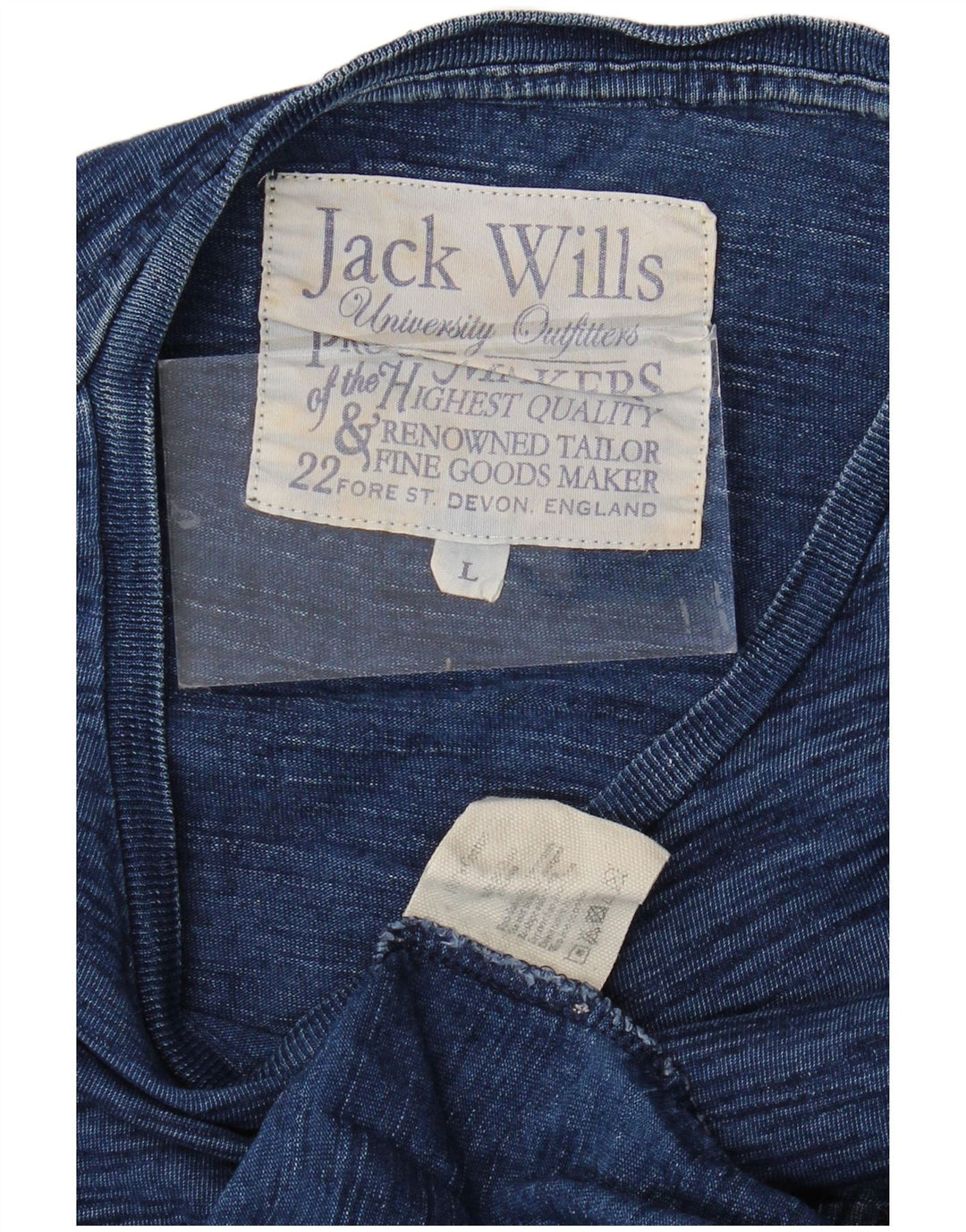 JACK WILLS Top da uomo a maniche lunghe grande in cotone screziato blu navy
