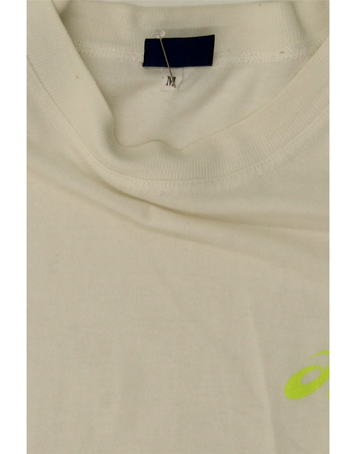 ASICS Womens Oversized Graphic T-Shirt Top UK 14 Medium White Vintage Asics and Second-Hand Asics from Messina Hembry 
