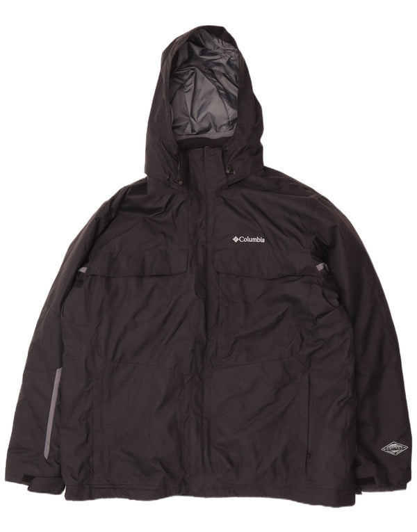 Columbia Mens Omni-Tech Hooded Windbreaker Jacket UK 44 2XL Black Nylon