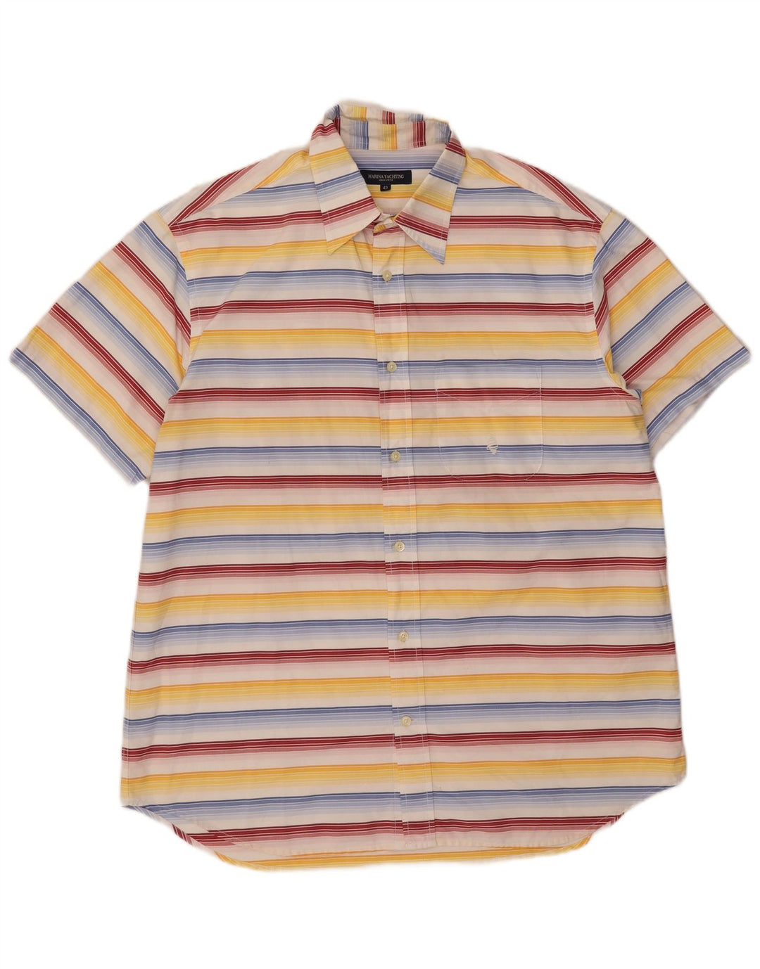 Marina Yachting Camicia a maniche corte da uomo Taglia 43 Grande a righe multicolore