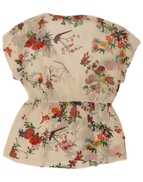 Blusa trasparente Trafaluc da donna Zara Top UK 10 Small White Floral