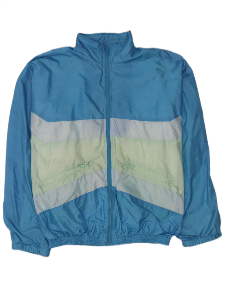 Giacca da ginnastica vintage da uomo XL in nylon color block blu