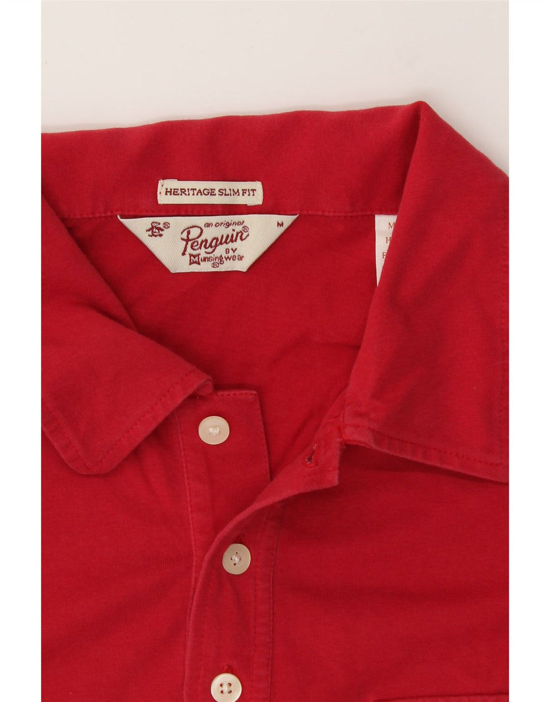 PENGUIN Mens Heritage Fit Slim Fit Polo Shirt Medium Red Vintage Penguin and Second-Hand Penguin from Messina Hembry 