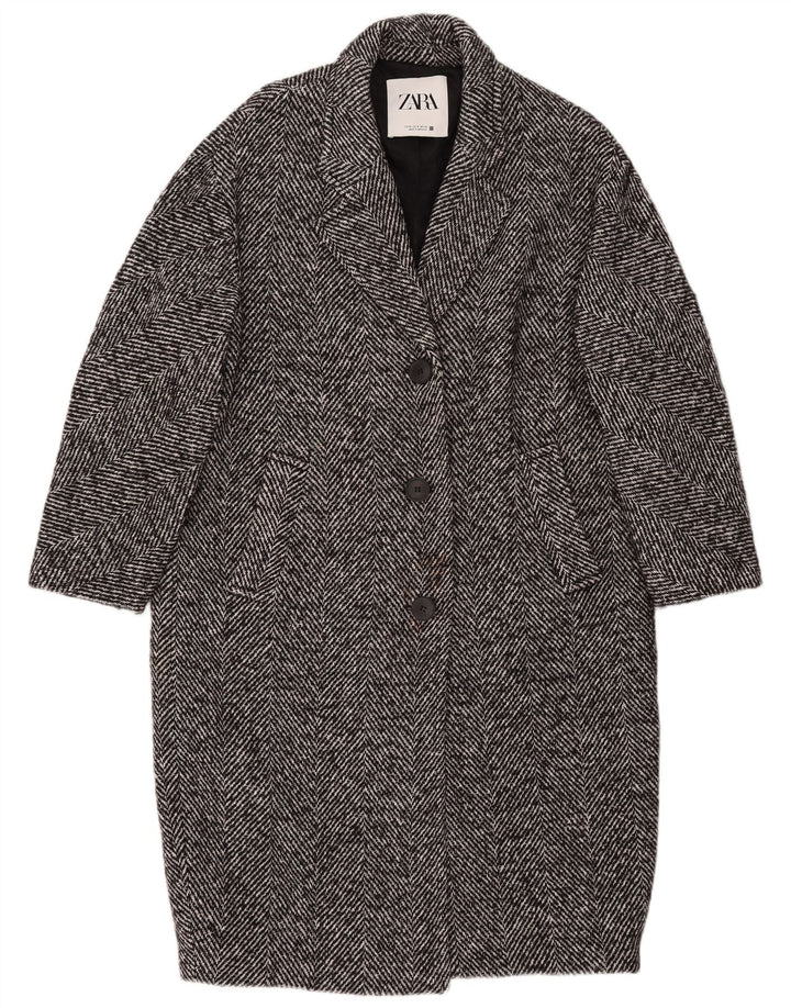 Cappotto Zara da donna con maniche a 3/4 UK 14 cotone medio nero a spina di pesce