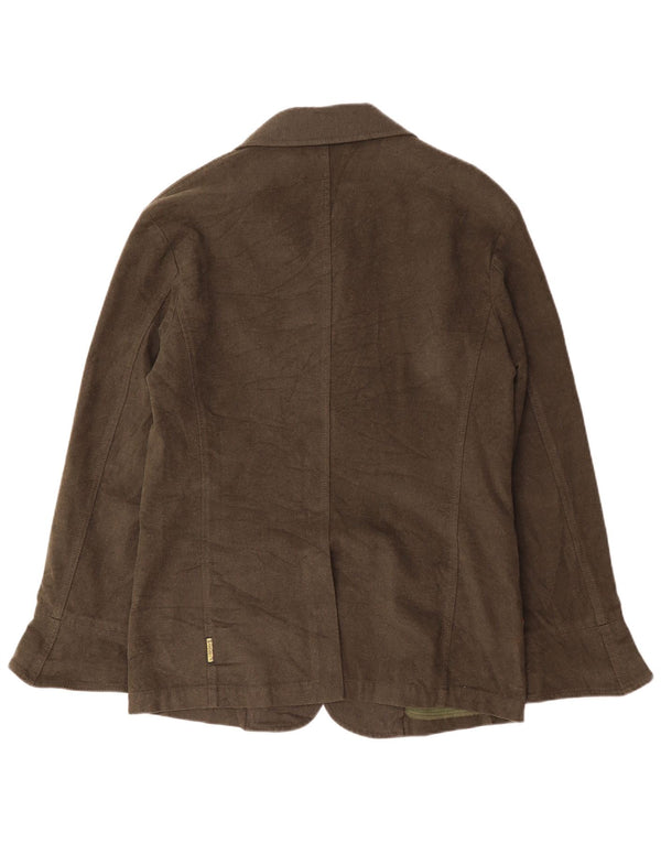 ARMANI JEANS Giacca blazer da uomo a 2 bottoni IT 52 Large in cotone kaki