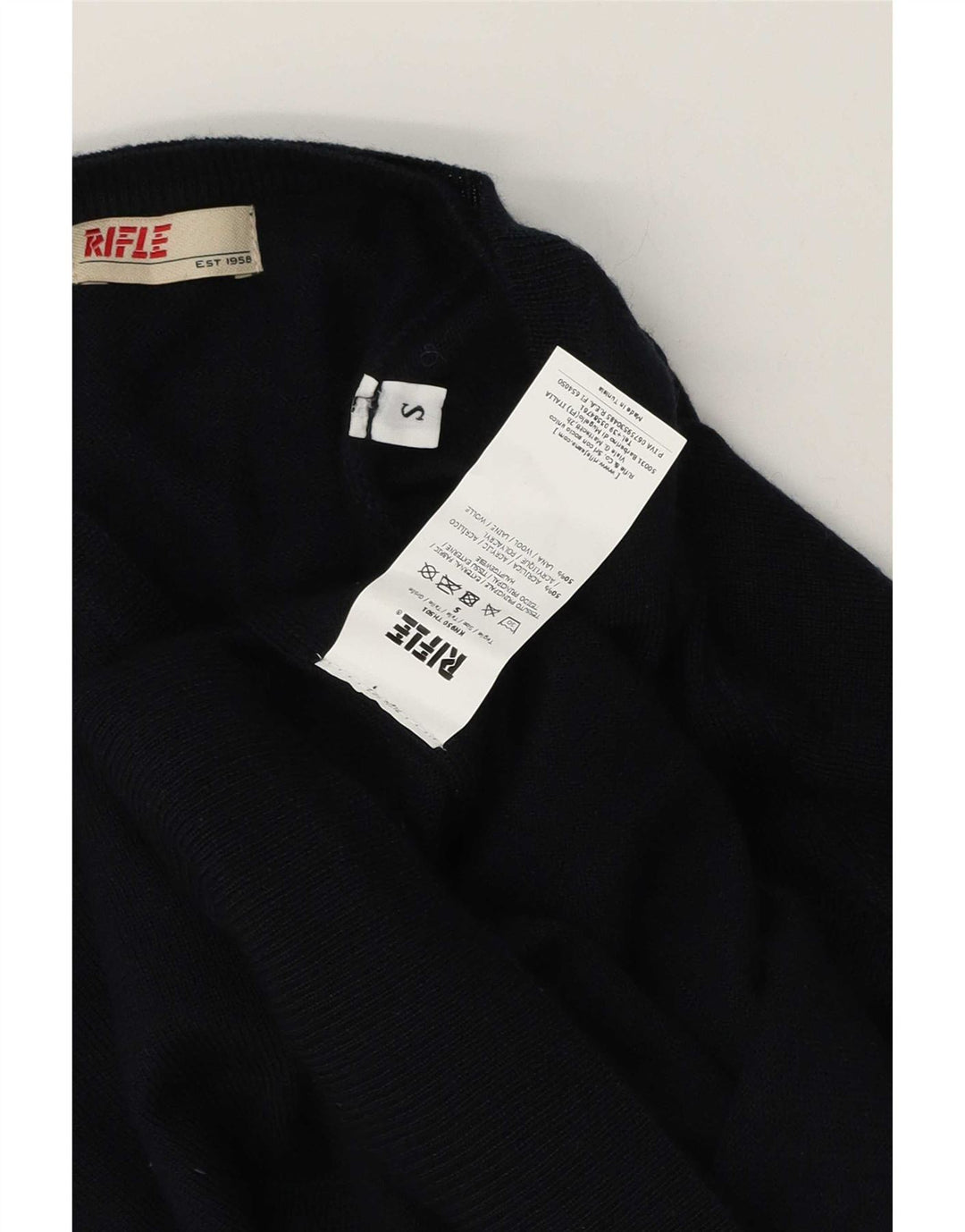Maglione da uomo con scollo a V Rifle piccolo in acrilico blu navy