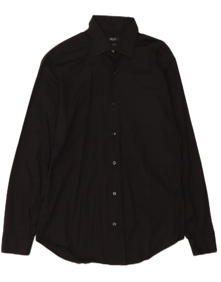 LIU JO Mens Slim Fit Shirt Size 15 38 Medium Black