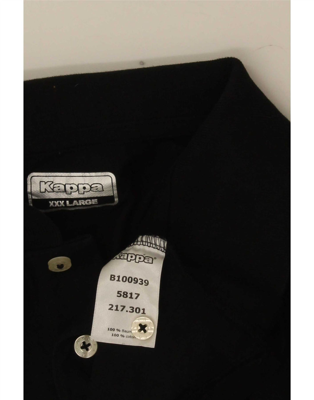 Polo Kappa Uomo 3XL Cotone Nero