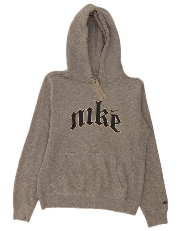 Felpa con cappuccio grafica corta Nike da donna UK 14 Cotone chiazzato grigio medio