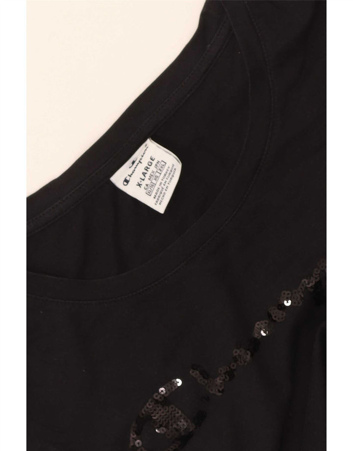 Top grafico da donna con maniche a 3/4 Champion UK 18 XL Nero