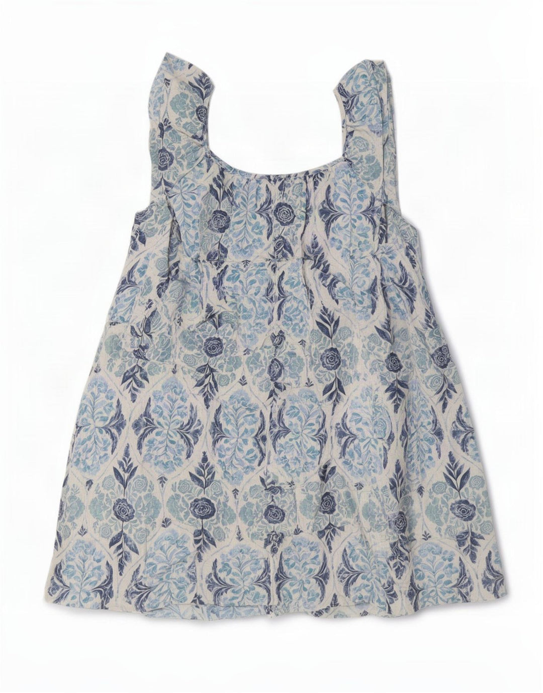 Successivo Abito prendisole oversize senza maniche da donna UK 12 Blu medio floreale bohémien