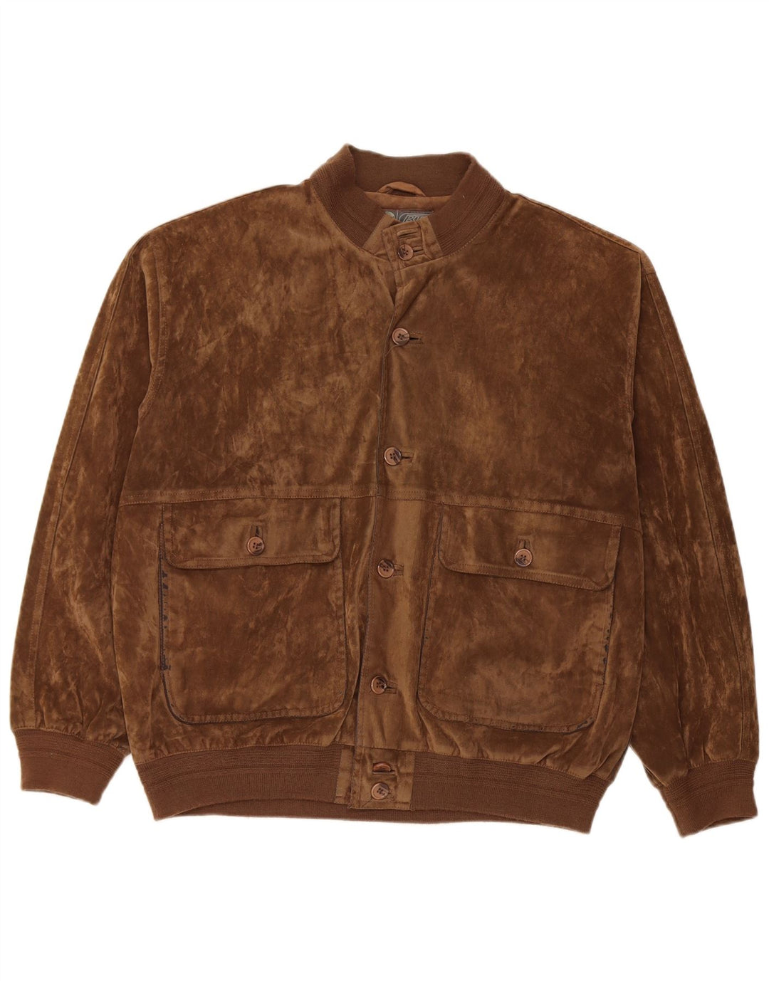 Giubbotto bomber vintage da uomo in velluto IT 52 XL in seta marrone