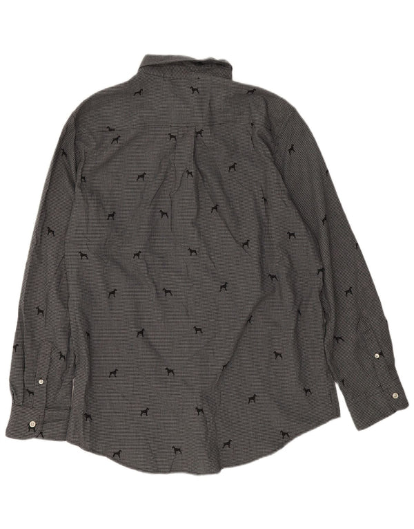 Camicia da uomo Chaps in cotone pied de poule grigio medio