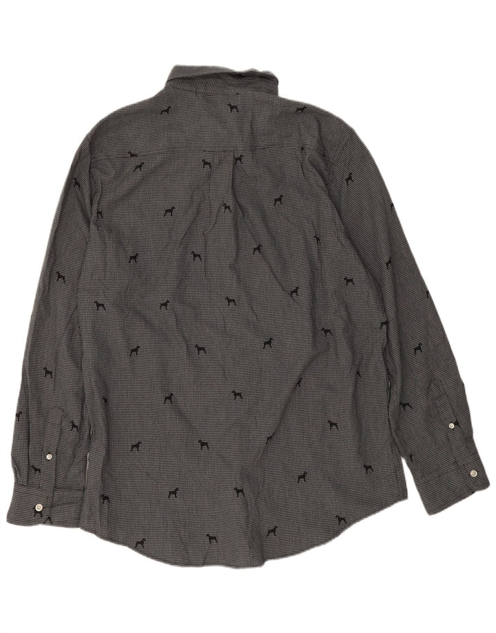 Camicia da uomo Chaps in cotone pied de poule grigio medio