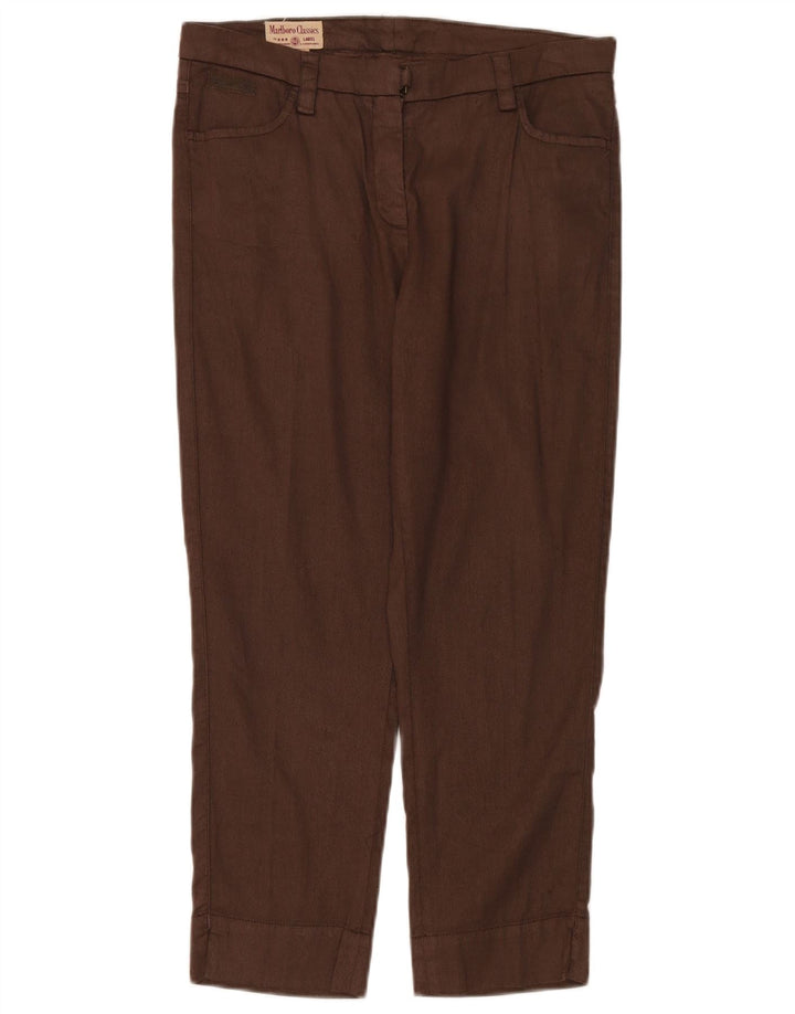 Pantaloni cropped da donna Marlboro Classics W30 L24 Lino marrone
